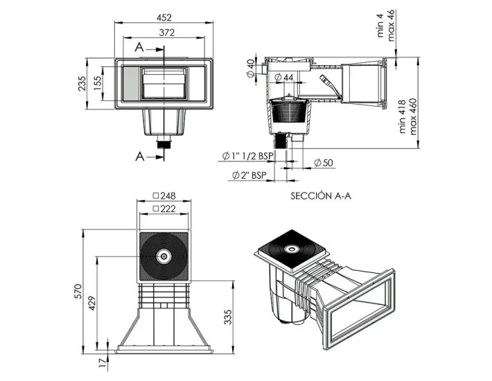 00252AQC Skimer 15 l za beton