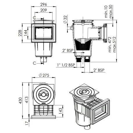 11302 Skimer 17,5 l standard za beton