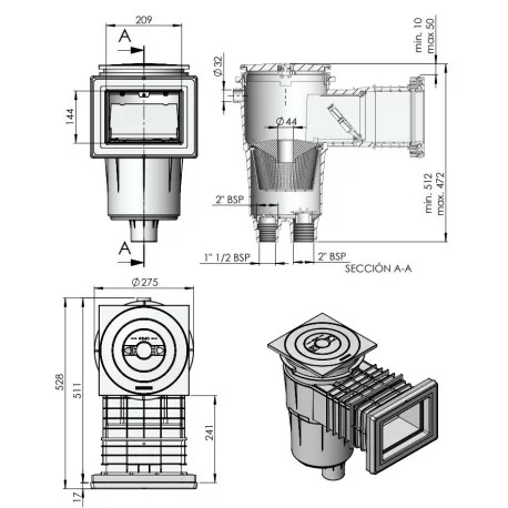11303 Skimer 17.5 l s dekorativnim poklopcem