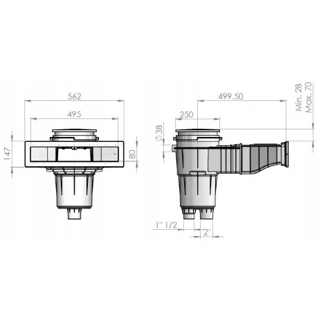 56176AQC Skimer 15 l s uskim ustima i umecima, za foliju