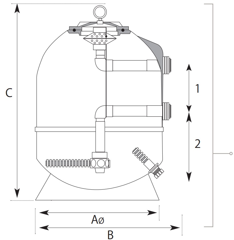 540006AQ FILTER IVAPOOL D600, 15 m3/h S VIŠEPUTNIM VENTILOM 1 1/2"
