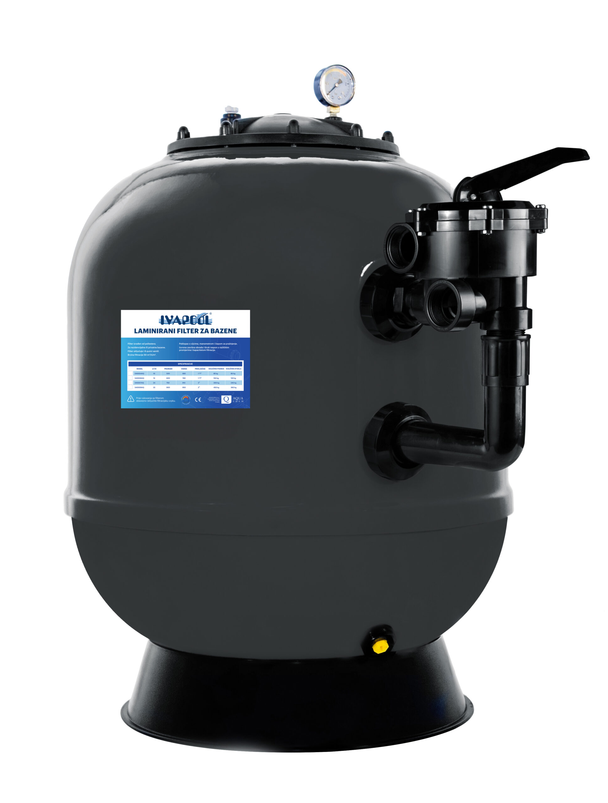 540006AQ FILTER IVAPOOL D600, 15 m3/h S VIŠEPUTNIM VENTILOM 1 1/2"