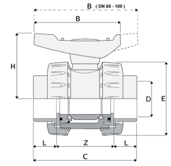 1V42009000 Kugla ventil D90