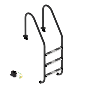 87188091 Ljestve FLEXINOX NERO s 4 gazišta INOX 316, s protukliznom gumom na gazištu