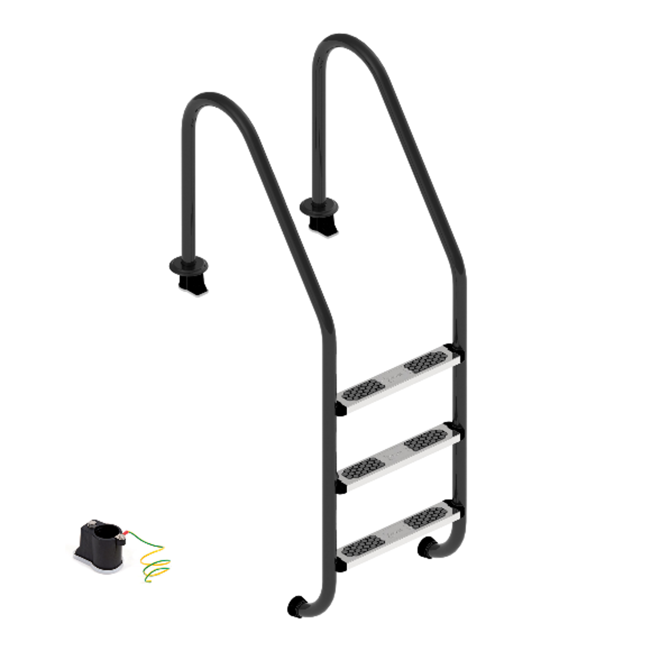 87188091 Ljestve FLEXINOX NERO s 4 gazišta INOX 316, s protukliznom gumom na gazištu