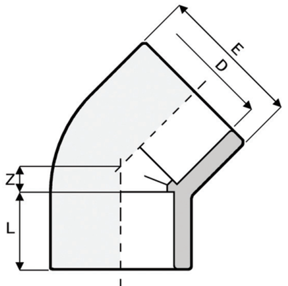 1RGY150000 Koljeno D50 45 stupnjeva